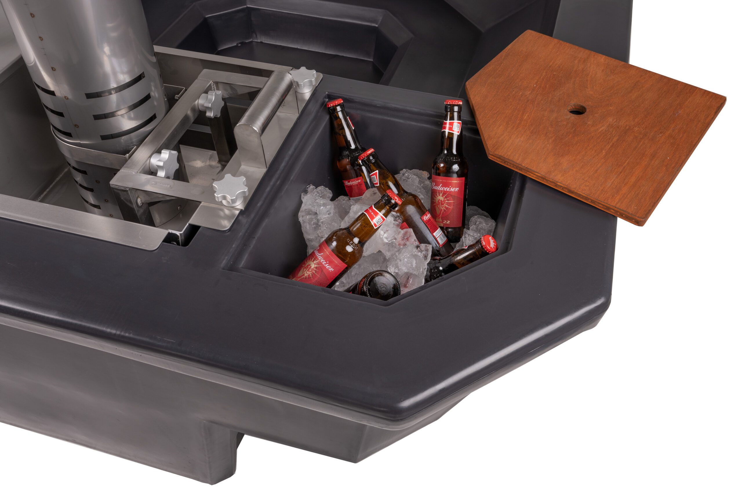 Storage area that can hold ice and cold beverages