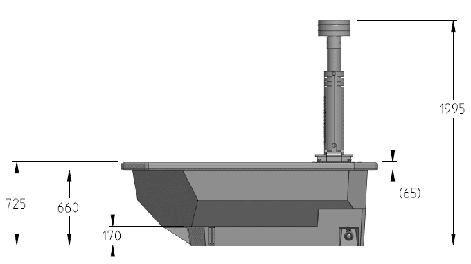 Carbo III hot tub dimensions diagram — side view